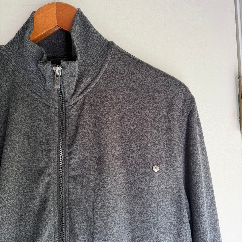 Vuori Mens Full Zip Performance Jacket Charcoal Heather Grey Mock Neck Athletic - Picture 2 of 8